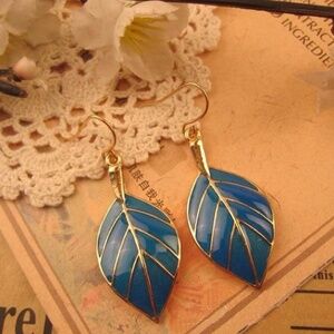 🍂Blue‎ Leaf Earrings🍂